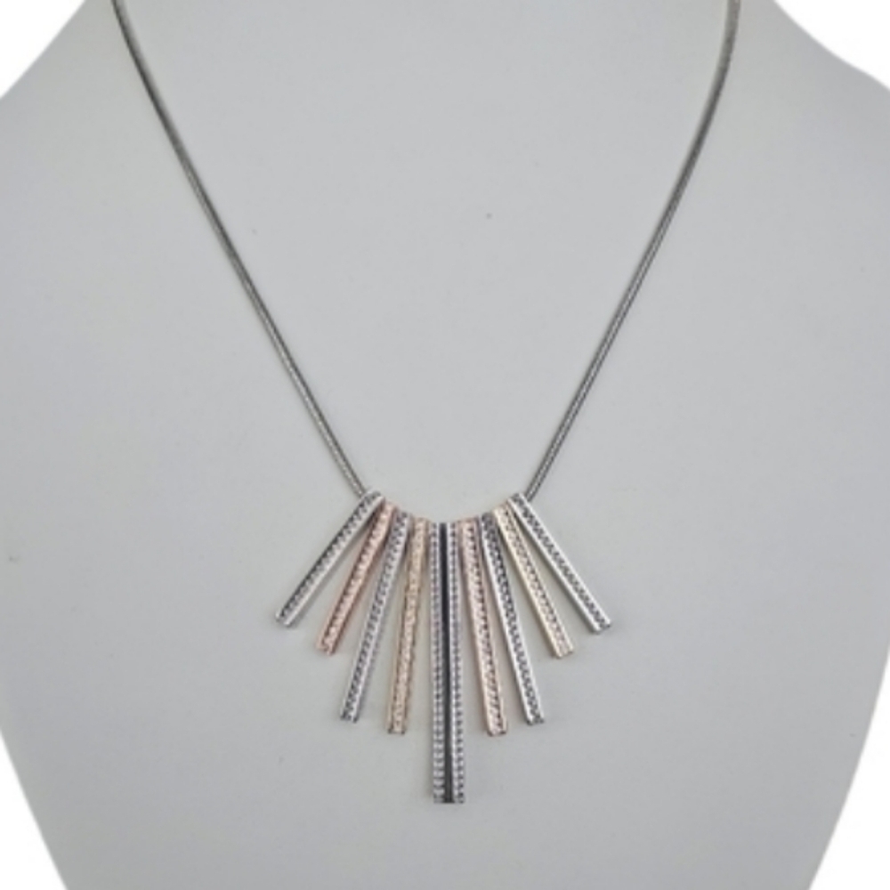 The Limited Reversible Fringe Necklace In Silver, Gold, Rose Gold and Rhinestone